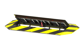 Speed bump with rising kerb