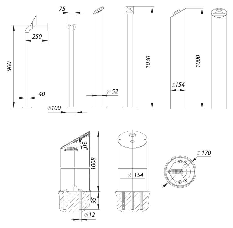 drawing of additional equipment (reader post)