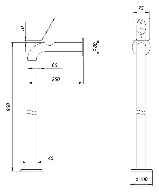 drawing of additional equipment (single railing)